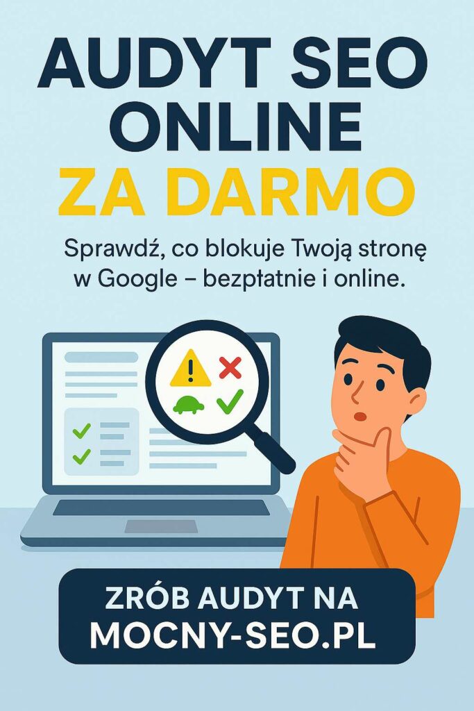 audyt-seo-online-regenere Grafika przedstawiająca darmowy audyt SEO online – analiza strony internetowej pod kątem błędów i widoczności w Google.